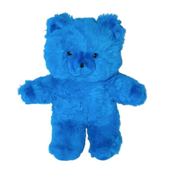 Vintage Mervyn's Blue Bear With Knit Hearts Sweater Plush Stuffed Toy 15" - Picture 3 of 8